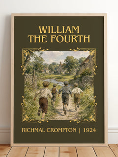 William the Fourth Classic Book Art Print by Richmal Crompton – framed print leaning on a wooden floor