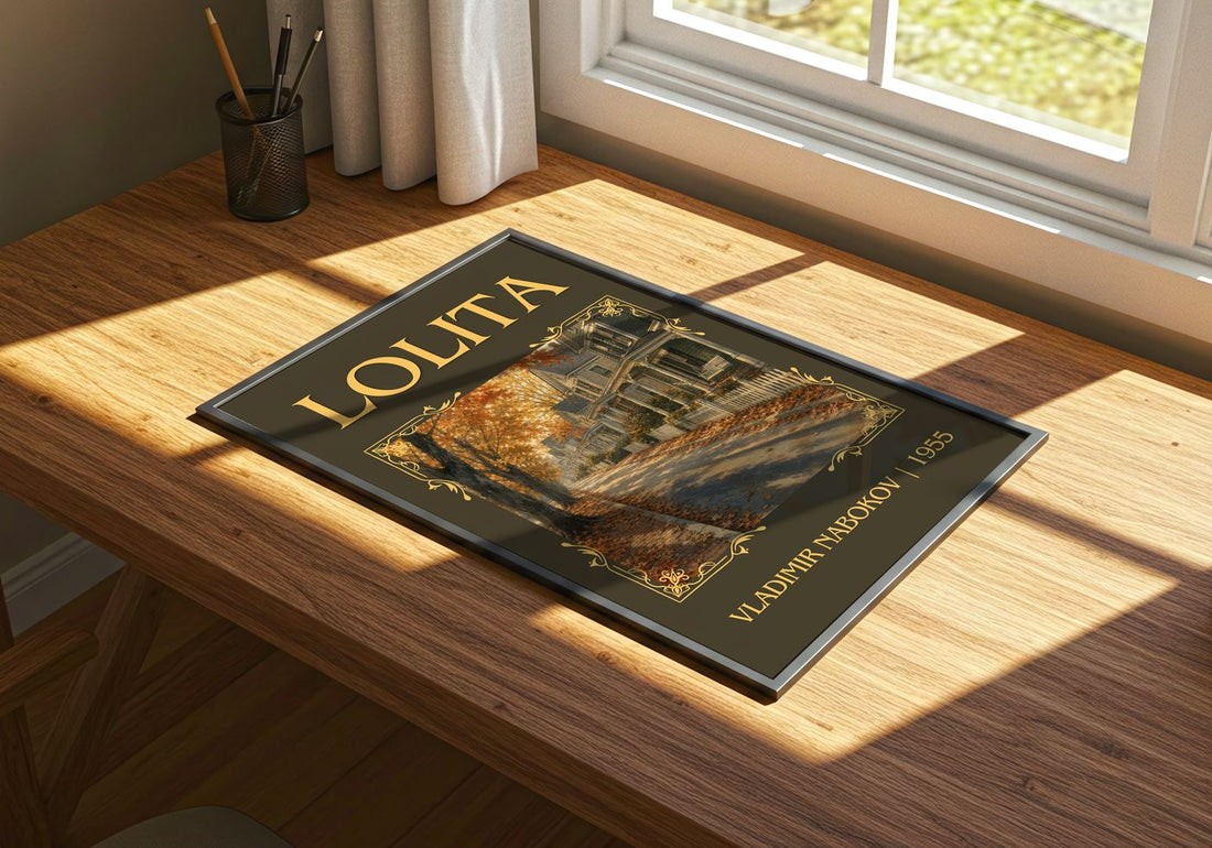 Lolita Classic Book Art Print by Vladimir Nabokov – print on a sunlit desk