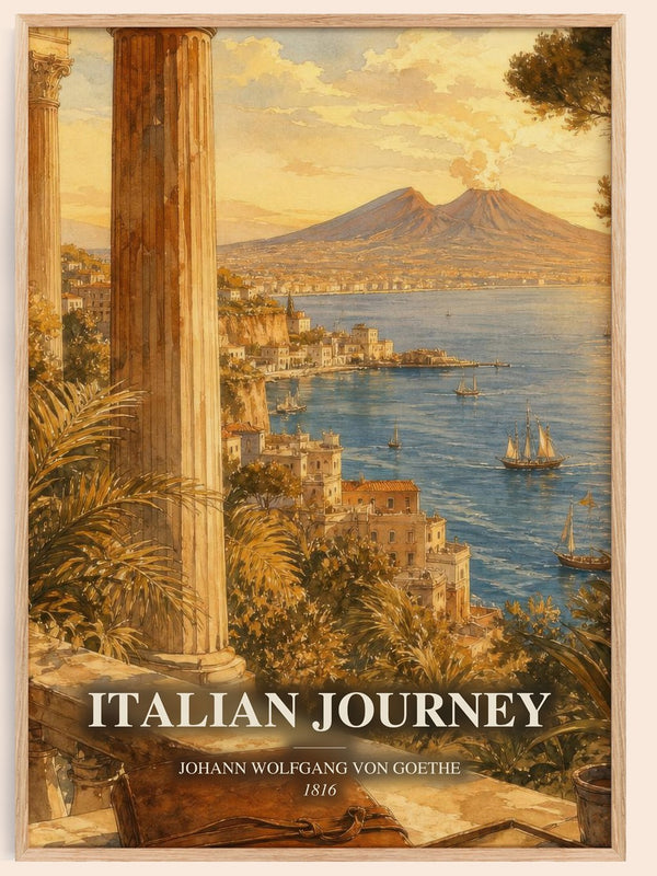 Italian Journey watercolour book poster by Johann Wolfgang Von Goethe – framed literary art print
