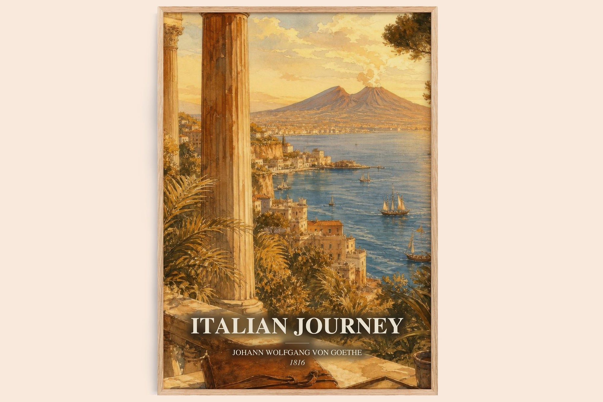 Italian Journey watercolour book poster by Johann Wolfgang Von Goethe – framed literary art print