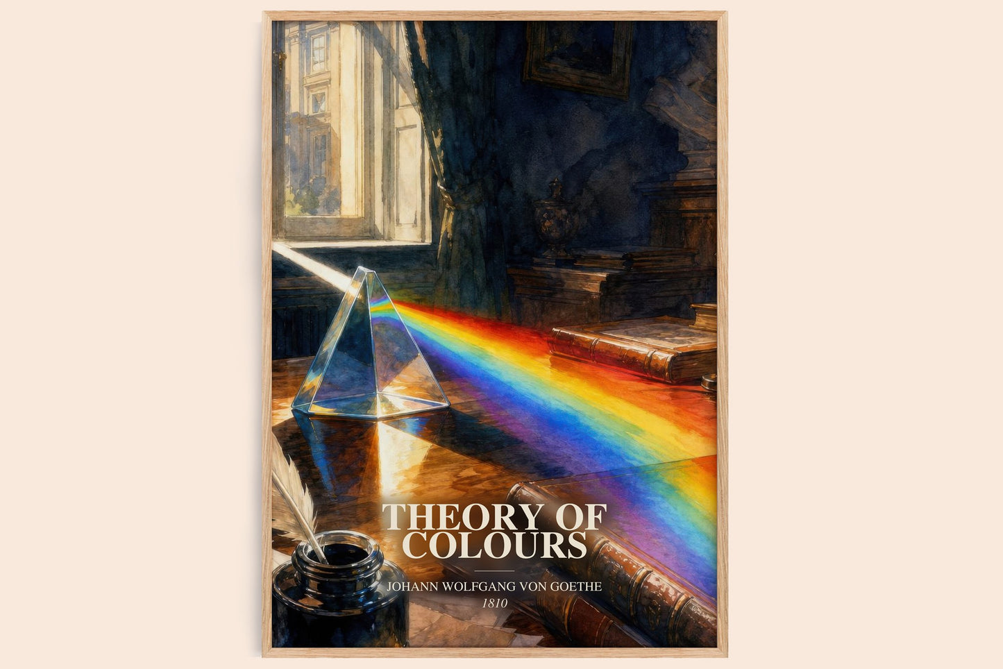 Theory Of Colours watercolour book poster by Johann Wolfgang Von Goethe – framed literary art print