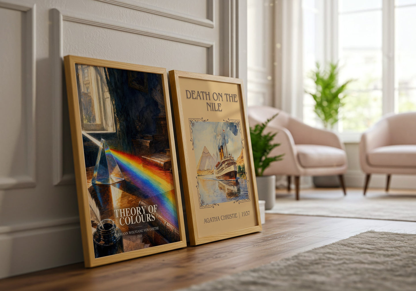 Theory Of Colours watercolour print framed by window – literary home decor
