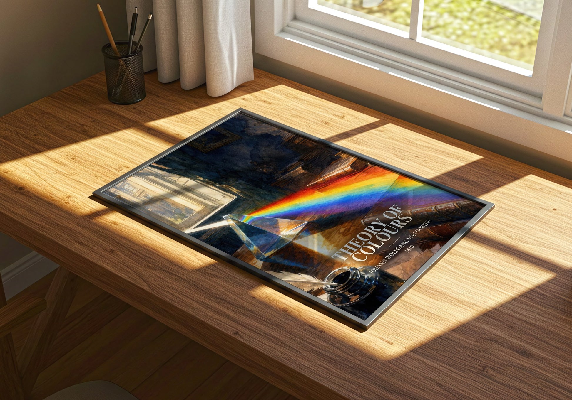 Theory Of Colours watercolour book poster framed on wall – philosophy wall art