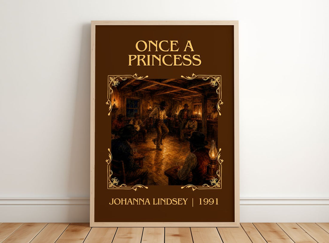 Once a Princess Classic Book Art Print by Johanna Lindsey – framed print leaning on a wooden floor