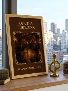 Once a Princess Classic Book Art Print by Johanna Lindsey – framed print on a city-view windowsill