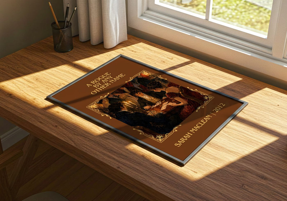 A Rogue by Any Other Name Classic Book Art Print by Sarah MacLean – print on a sunlit desk