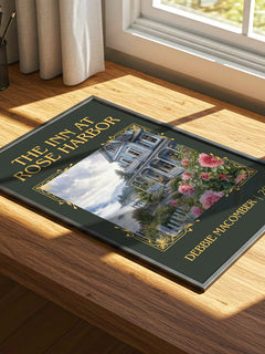 The Inn at Rose Harbor Classic Book Art Print by Debbie Macomber – print on a sunlit desk