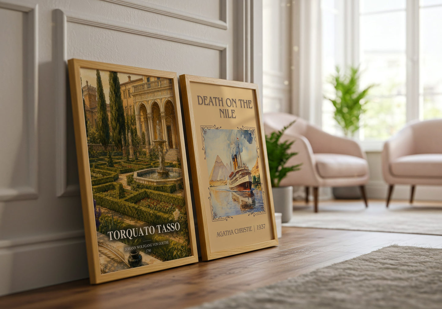 Torquato Tasso watercolour print framed by window – literary home decor