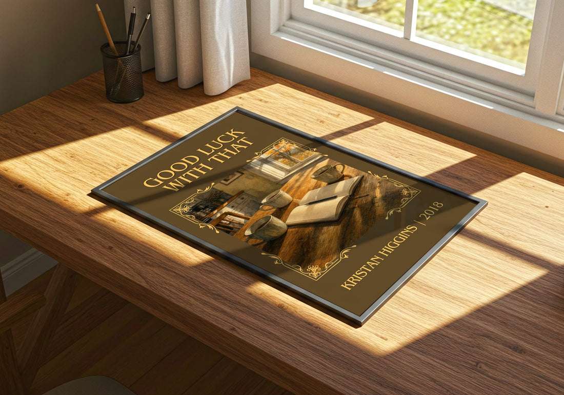Good Luck with That Classic Book Art Print by Kristan Higgins – print on a sunlit desk