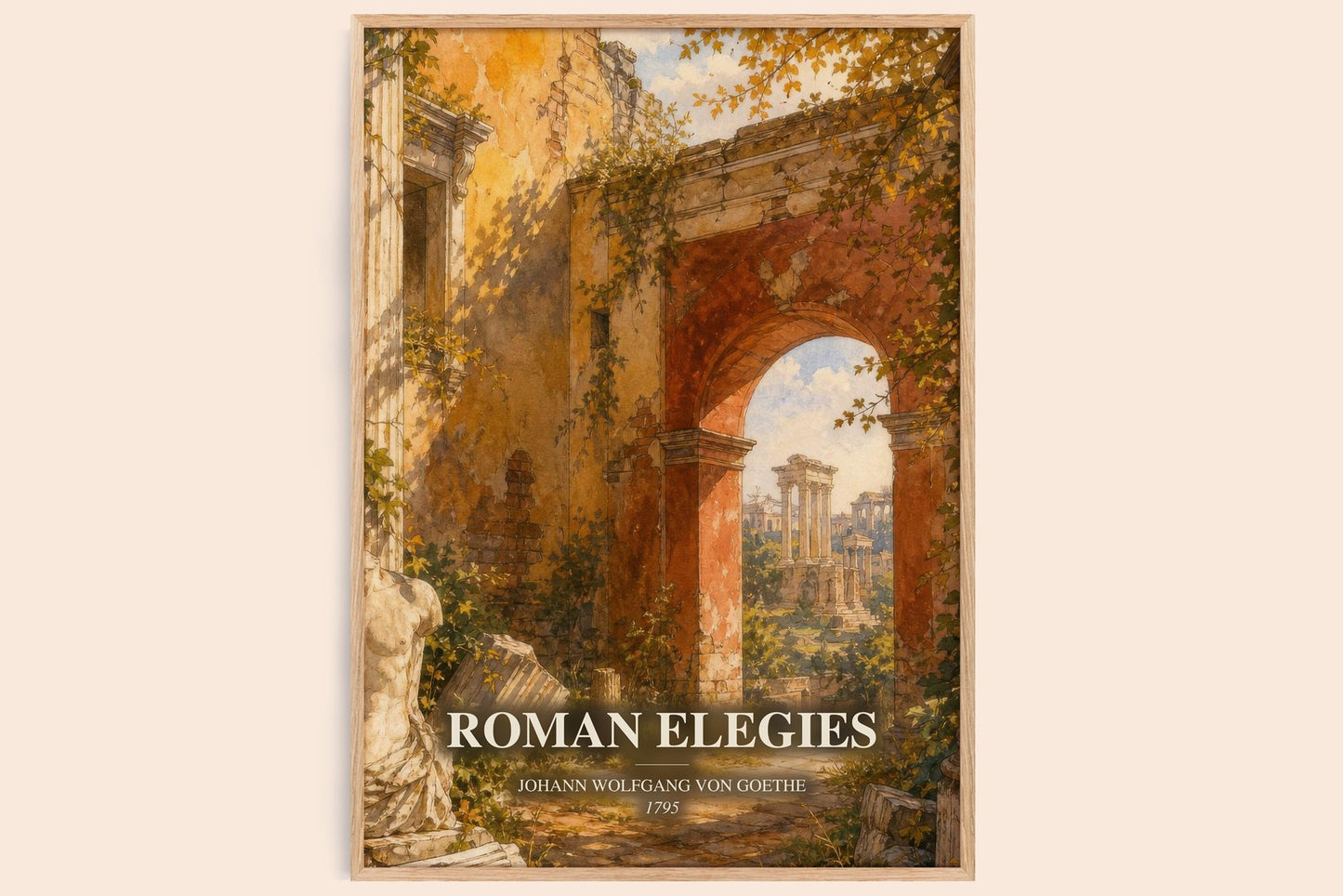 Roman Elegies watercolour book poster by Johann Wolfgang Von Goethe – framed literary art print