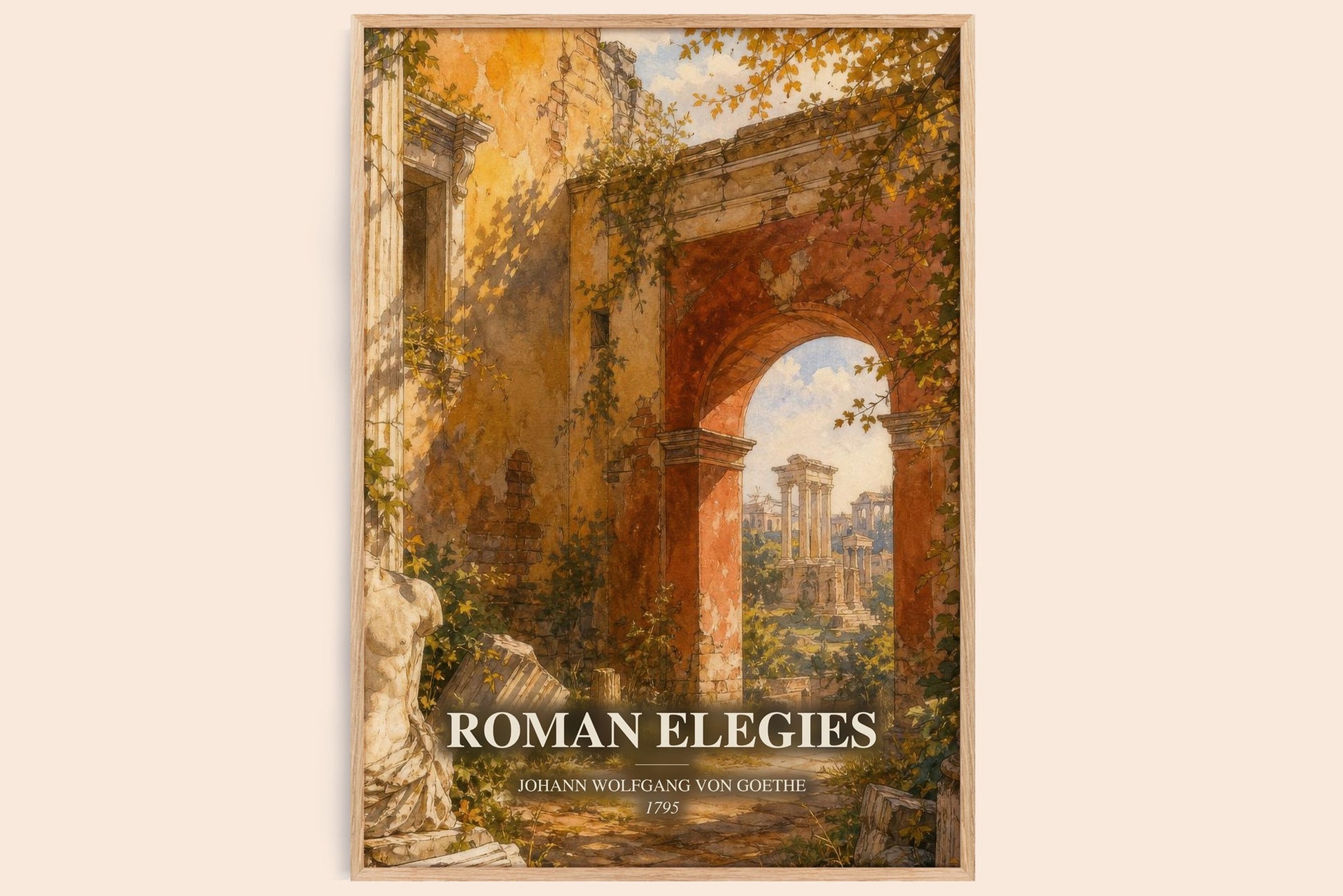 Roman Elegies watercolour book poster by Johann Wolfgang Von Goethe – framed literary art print
