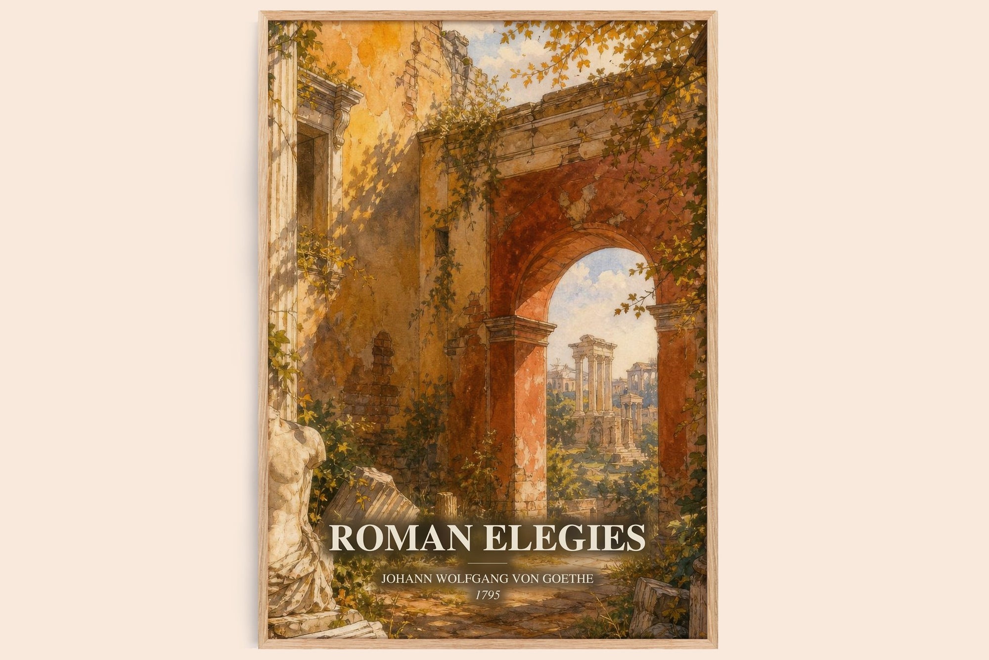 Roman Elegies watercolour book poster by Johann Wolfgang Von Goethe – framed literary art print