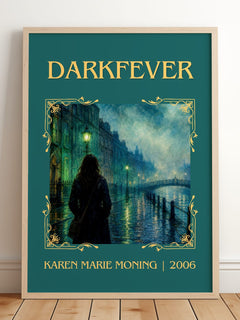 Darkfever Classic Book Art Print by Karen Marie Moning – framed print leaning on a wooden floor