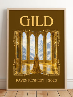 Gild Classic Book Art Print by Raven Kennedy – framed print leaning on a wooden floor