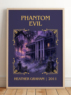 Phantom Evil Classic Book Art Print by Heather Graham – framed print leaning on a wooden floor