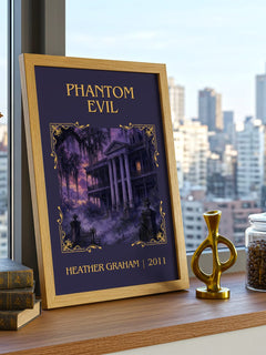Phantom Evil Classic Book Art Print by Heather Graham – framed print on a city-view windowsill