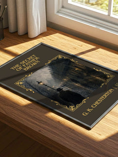 The Secret of Father Brown Classic Book Art Print by G. K. Chesterton – print on a sunlit desk