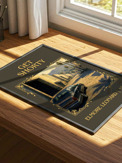 Get Shorty Classic Book Art Print by Elmore Leonard – print on a sunlit desk