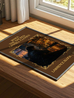 When the Sacred Ginmill Closes Classic Book Art Print by L. Block – print on a sunlit desk