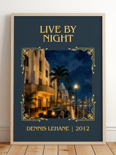 Live by Night Classic Book Art Print by Dennis Lehane – framed print leaning on a wooden floor