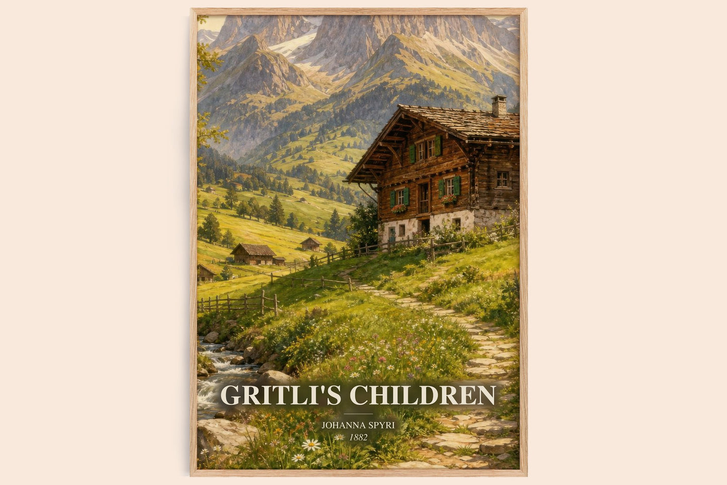 Gritli'S Children watercolour book poster by Johanna Spyri – framed literary art print