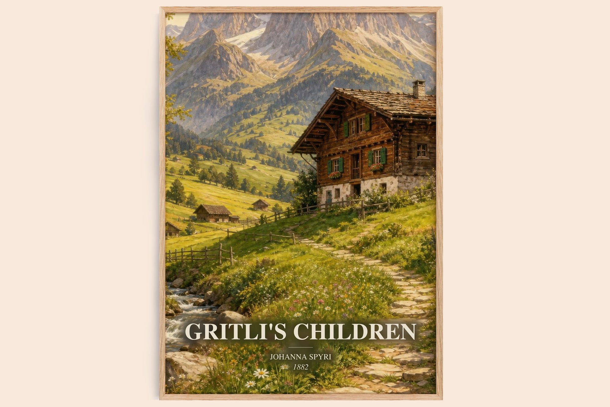 Gritli'S Children watercolour book poster by Johanna Spyri – framed literary art print