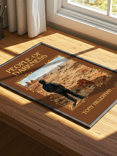 People of Darkness Classic Book Art Print by Tony Hillerman – print on a sunlit desk