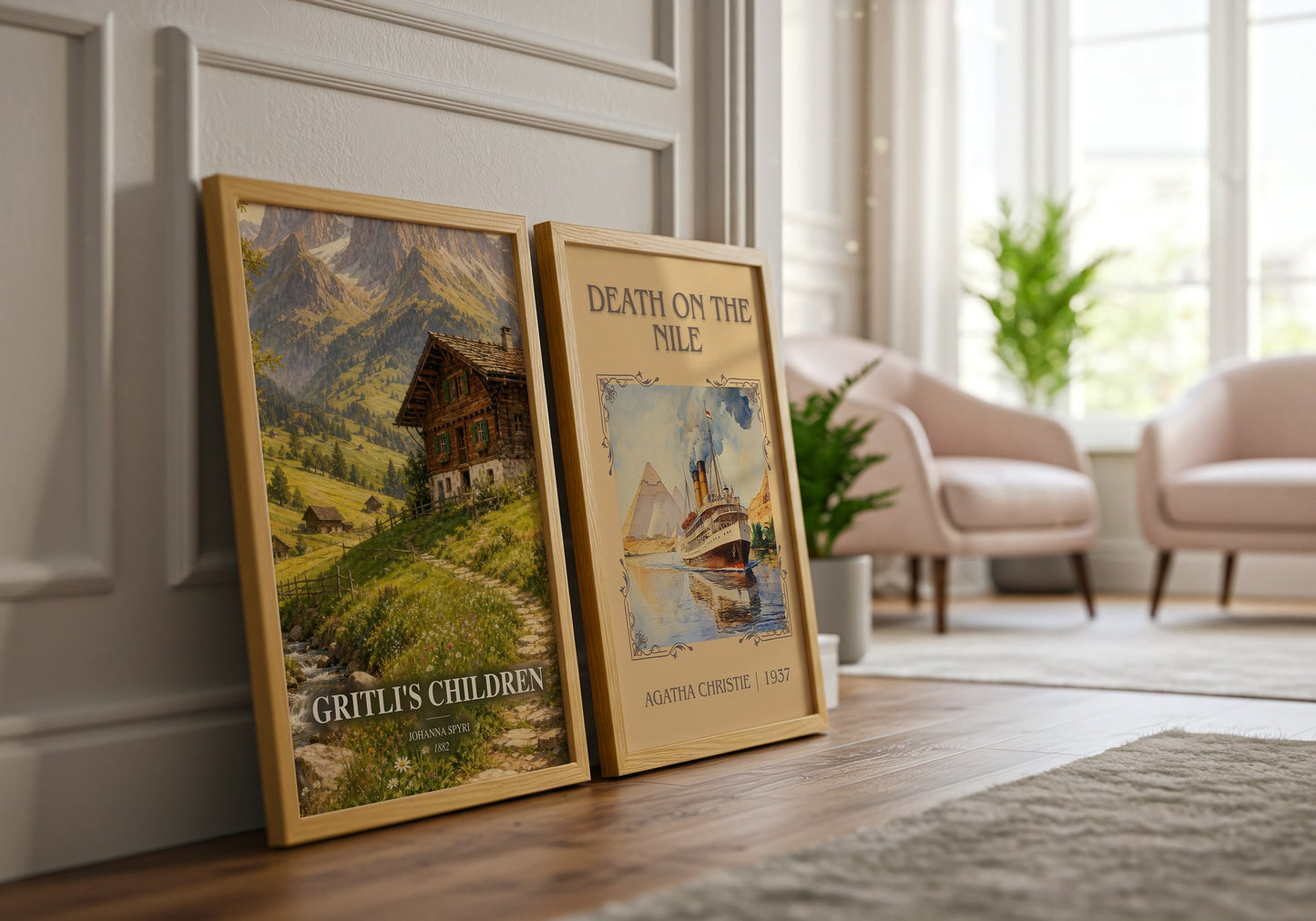 Gritli'S Children watercolour print framed by window – literary home decor