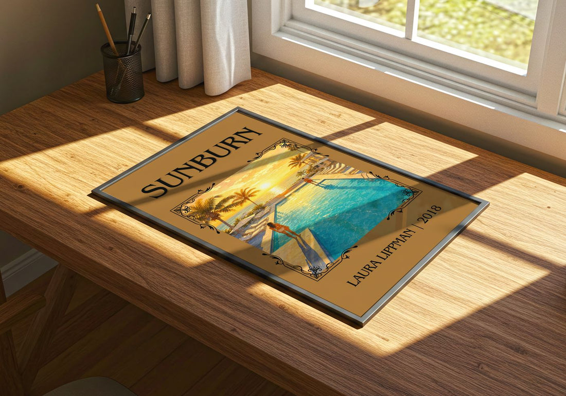 Sunburn Classic Book Art Print by Laura Lippman – print on a sunlit desk