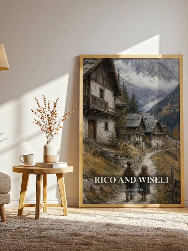 Rico And Wiseli watercolour print in frame leaning in hallway – childrens wall art
