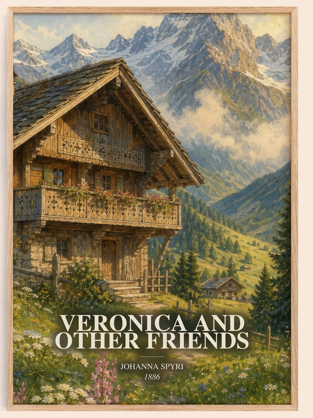 Veronica And Other Friends watercolour book poster by Johanna Spyri – framed literary art print