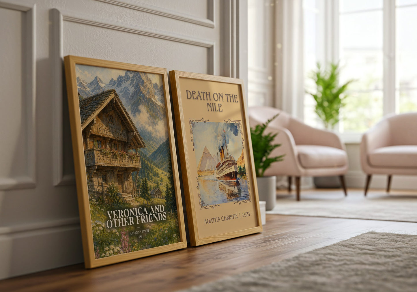 Veronica And Other Friends watercolour print framed by window – literary home decor