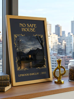 No Safe House Classic Book Art Print by Linwood Barclay – framed print on a city-view windowsill