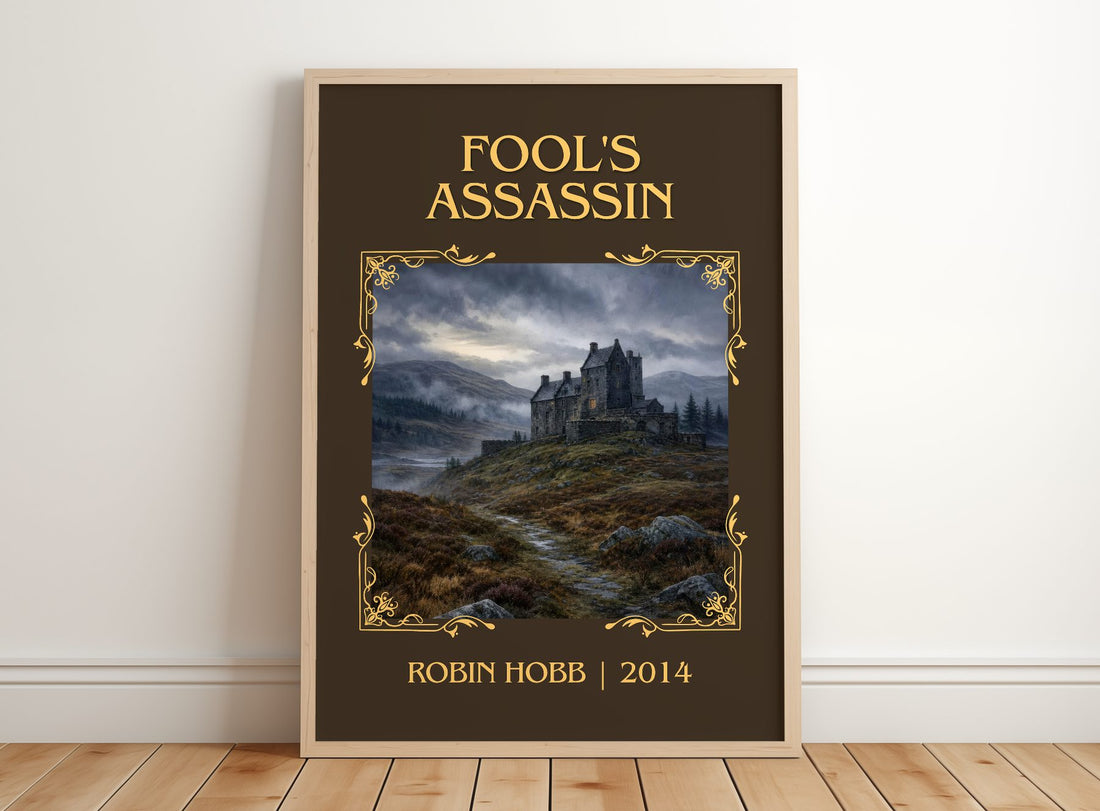 Fool's Assassin Classic Book Art Print by Robin Hobb – framed print leaning on a wooden floor