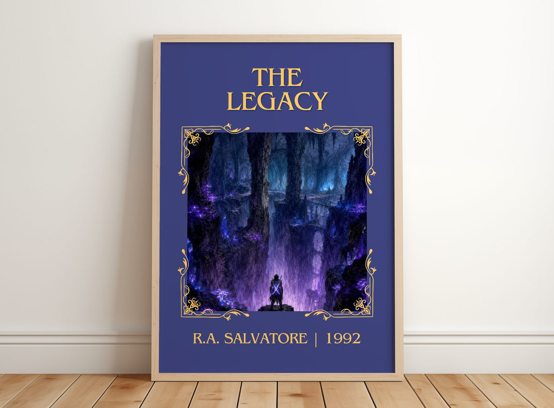 The Legacy Classic Book Art Print by R.A. Salvatore – framed print leaning on a wooden floor