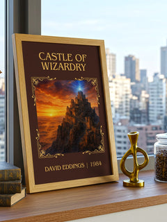 Castle of Wizardry Classic Book Art Print by David Eddings – framed print on a city-view windowsill