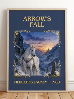 Arrow's Fall Classic Book Art Print by Mercedes Lackey – framed print leaning on a wooden floor