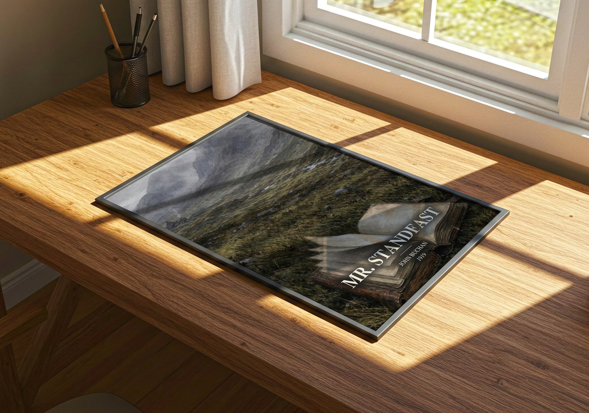 Mr. Standfast watercolour book poster framed on wall – thriller wall art