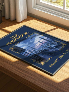 The Peripheral Classic Book Art Print by William Gibson – print on a sunlit desk