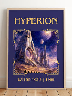 Hyperion Classic Book Art Print by Dan Simmons – framed print leaning on a wooden floor