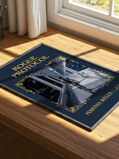 Rogue Protocol Classic Book Art Print by Martha Wells – print on a sunlit desk