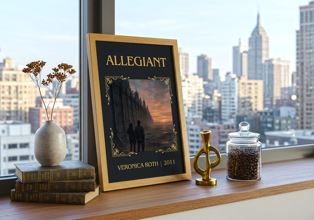 Allegiant Classic Book Art Print by Veronica Roth – framed print on a city-view windowsill