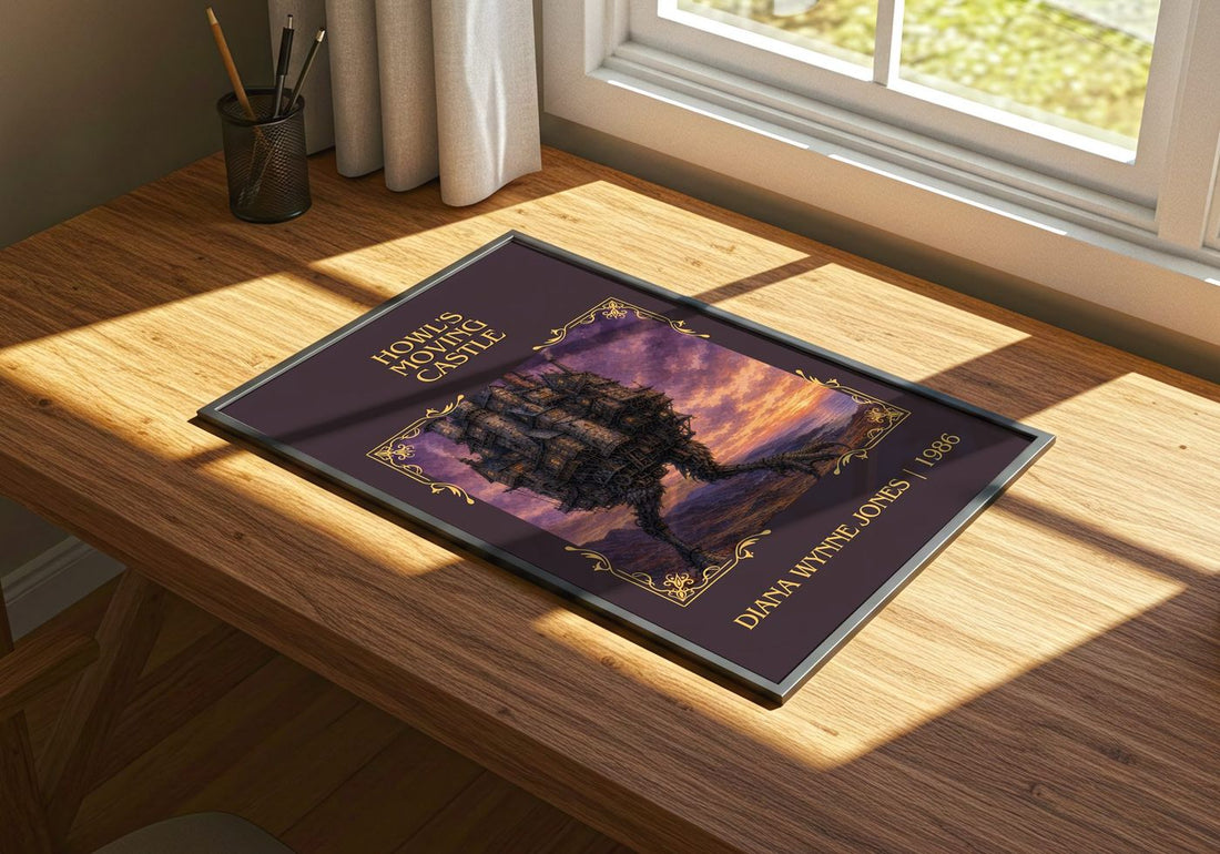 Howl's Moving Castle Classic Book Art Print by Diana Wynne Jones – print on a sunlit desk