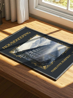 Housekeeping Classic Book Art Print by Marilynne Robinson – print on a sunlit desk