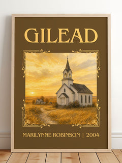 Gilead Classic Book Art Print by Marilynne Robinson – framed print leaning on a wooden floor