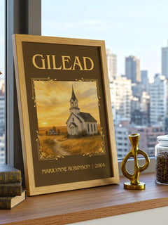 Gilead Classic Book Art Print by Marilynne Robinson – framed print on a city-view windowsill
