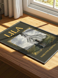 Lila Classic Book Art Print by Marilynne Robinson – print on a sunlit desk