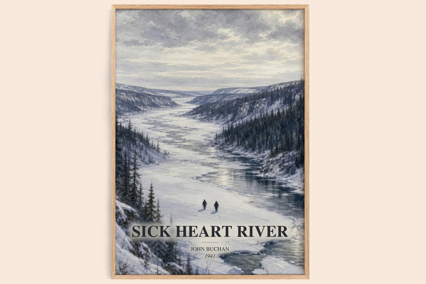 Sick Heart River watercolour book poster by John Buchan – framed literary art print
