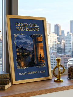 Good Girl, Bad Blood Classic Book Art Print by Holly Jackson – framed print on a city-view windowsill