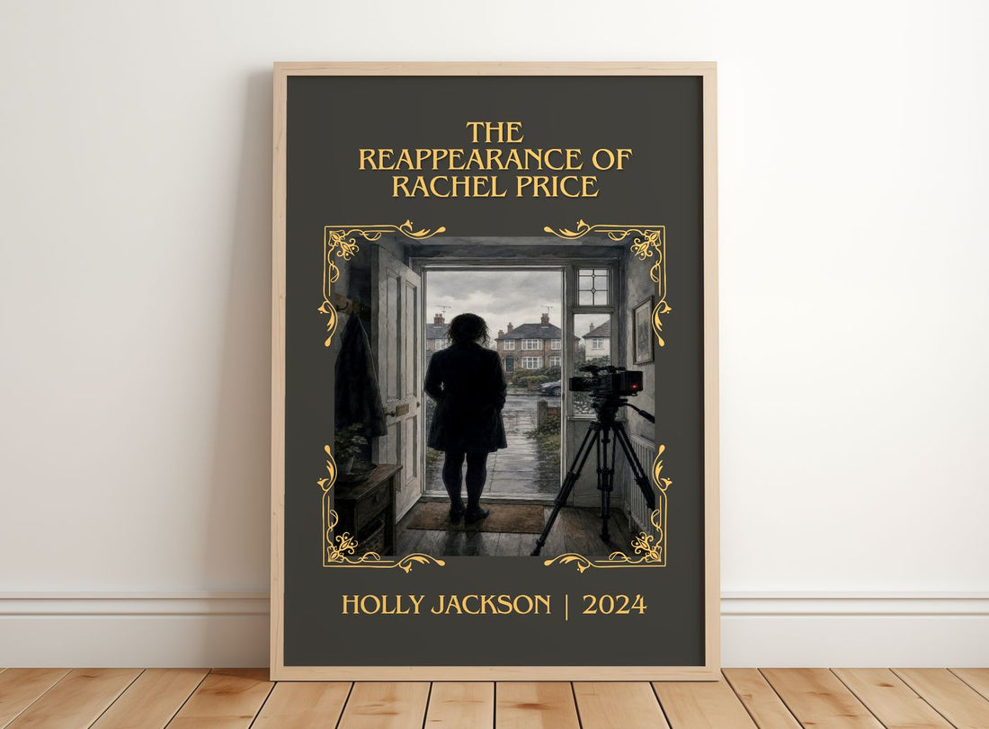 Reappearance of Rachel Price Classic Book Art Print by Holly Jackson – framed print leaning on a wooden floor